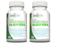 Health Labs Nutra Premium Moringa Oleifera Leaf Capsules 60-Day Supply, Complete Green Superfood Supplement, Energy, Metabolism, Mood and Immune Booster (Pack of 2)