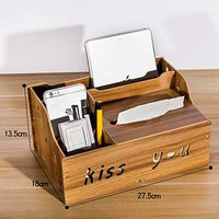 T-ZJHC Tissue Box Remote Control Storage Box Living Room Creative Coffee Table European Wood Multi-Function Tray Home, Medium Walnut