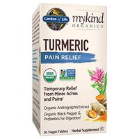 Garden of Life mykind Organics Turmeric Pain Relief 30 Tablets - 50mg Curcumin (95% Curcuminoids), Andrographis, Black Pepper & Probiotics - Organic, Non-GMO, Vegan & Gluten Free Herbal Supplements