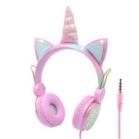 Unicorn Kids Headphones for Girls 3.5MM Audio Cable Cartoon Headband 85dB Volume Limited Wired Headphones with Adjustable Headband for Children,Boys,Girls,Adults,Teens,School Birthday