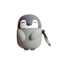 UR Sunshine AirPods Case, New Super Cute Creative Closed Eyes Standing Baby Penguin AirPods Case, Soft Silicone Cover Earphone Protection Skin for AirPods1&2-Grey Penguin