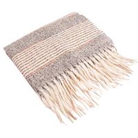 Wadonerful Palid Scarf Women Constrast Color Classic Tassel Chunky Wrap Scarfs Winter Knit Cashmere Feel Oversized Shawl