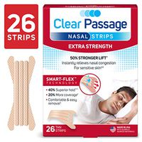 Clear Passage Nasal Strips Extra Strength, Tan, 26 Count | Works Instantly to Improve Sleep, Reduce Snoring, Relieve Nasal Congestion Due to Colds & Allergies