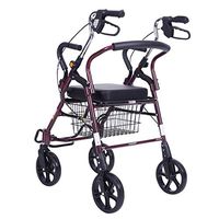 Drive Medical Wheel Walking Aid Height Adjustable, Upright Posture Rolling Walker, Super Lightweight Aluminum, Mobility Portable Rollator Walker with 4 Wheel for Seniors,Red