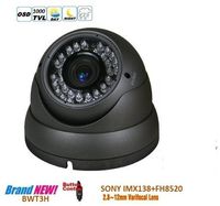 BW BWT3H CCTV Camera Sony IMX138 1000TVL HD Day and Night 2.8-12mm Vari-Focal Korea Grey Dome Camera with IR-Cut Function Outdoor or Indoor Use