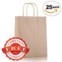 8"x4.75"x10.5" 25 PCS – Brown Kraft Paper Bags for Bulk Shopping Party Merchandise Retail Craft Reusable Foldable Bags, Brown Natural Bag, Cub, Gift Bags with Handles and Good Handle Quality