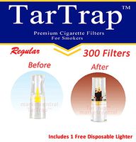 TarTrap Disposable Cigarette Filters - Bulk Economy Pack (300 Per Pack) + 1 Free Lighter