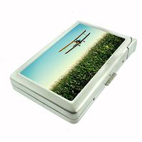 Perfection In Style Metal Cigarette Case with Built in Lighter Vintage Farm Design 010