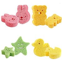 Miss.AJ 4 Pcs Baby Bath Sponge, Baby Bath Foam Rub Shower Sponge, Soft Cotton Scrubber Bath Brush Rubbing Towel for Toddler Infant Newborn