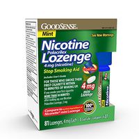 GoodSense Mini Nicotine Polacrilex Lozenge 4mg, Mint, 81-Count, Stop Smoking Aid, GoodSense Smoking Cessation Products