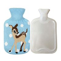 Hot Water Bag, Mini Hot Water Bottle 0.5l Heat Water Bottle with Cute Sika Deer Knit Cover for Kids, Women Traveling, Hand Foot Warming, Sore Muscles Relief, Christmas & New Year Gift | Heating Bag