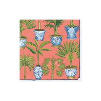 Caspari Potted Palms Paper Cocktail Napkins in Coral, 20 Per Package