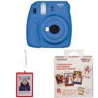 Fujifilm Instant Camera-Cobalt Blue, Instax Holiday Ornament and Mini Film Holiday Value Pack