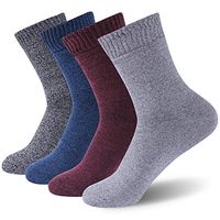 Thermal Heavy Thick Socks, Feelwe Diabetic Socks for Men Size 13-15 Extra Wide Warm Socks for Womens Cold Weather Seamless Toe Non Binding Socks 4 Pairs Navy/Black White/Light Grey/Balck Red X-Large