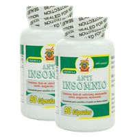 Anti Insomnio, capsulas naturales para conciliar el sueño, Set de 2 frascos 90 capsulas c/u. No Crean habito. Contienen: Valeriana, Manzanilla, Calcio, Magnesio, Melatonín y Pasiflora.