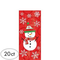 Christmas Snowman Multicolored Plastic Party Bags, 20 Ct. | Supply