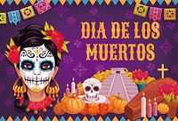 Baocicco 8x6.5ft Dia DE Los Muertos Backdrop Mexican Girls Face Painting Papel Picado Sacrifice Pumpkins Candles Banner Photography Background Mexican Ghost Carnival Table Decoration Photo Booth