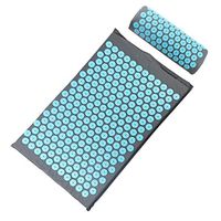 Acupressure Massager Mat Relaxation Relief Stress Tension Body Yoga Mat Relieve Body Stress Pain Spike Cushion Mat with Pillow,Deep Blue
