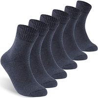 Facool Non-Binding Diabetic Socks Mens Womens, Circulatory Seamless Cotton Quarter Socks Loose Fit 6 Pairs Black Grey Large