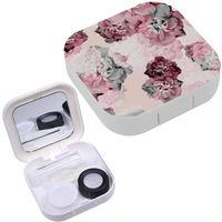 Portable Contact Lens Case Box Travel Kit Mirror + Bottle + Tweezers Container Holder [ Rose Effect ]