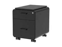 Monoprice Round Corner 2-Drawer File Cabinet - Black, Lockable with Seat Cushion - Workstream Collection
