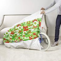 Hallmark 80" Jumbo Christmas Gift Bag (Red and Green, Ho Ho Ho) Giant Plastic Bag for Kids Bikes, Big Stuffed Animals, Bedding Sets and More