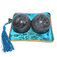 OHAYA A Pair of 2'' Chinese Baoding Balls Black Gray Health Exercise Stress Hand Balls Gift (with Blue Bag)