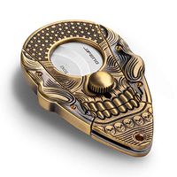 CIGARLOONG Cigar Cutter Bronze Stainless Steel Double Sharp Blade Carved Skull Pattern Guillotine
