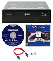 LG WH16NS40K 16X Blu-ray BDXL M-DISC DVD CD Internal Writer Drive Bundle with Free 100G Verbatim M-Disc BDXL + Cyberlink Media Suite 10 + SATA Cable