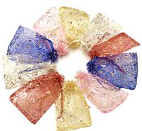 Outdoorfly 100PCS Organza Favor Bag 4x6 with Drawstring Small Jewelry Bags for Wedding Party Baby Shower Pouch Sachet Mesh Bags Bulk(Mixed Eyelash)