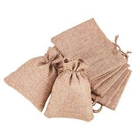 BENECREAT 25PCS Burlap Bags with Drawstring Gift Bags Jewelry Pouch for Wedding Party Treat and DIY Craft - 4.7 x 3.5 Inch, Linen