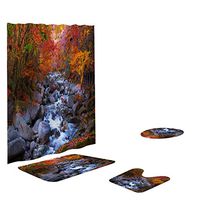 Roysberry Bathroom Supplies Set of 4, Non Slip Toilet Polyester Cover Mat Set Bathroom Shower Curtain [Easy to Clean] [Lasting Effects]