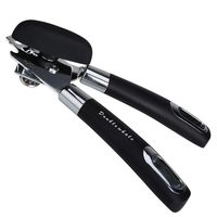 Can Opener Manual Smooth Edge Doublewhale Manual Tin Opener with Lids off Jar Opener and Bottle in One, Food-safe Good Anti-slip Hand Grip Food Grade Stainless Steel - black