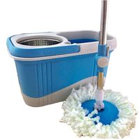 SHPING Mops Rotating mop bucket set, 360 degree free rotation, wet and dry, no need to wash hands, stainless steel telescopic rod, double drive, suitable for kitchen floor cleaning (Color : Blue)