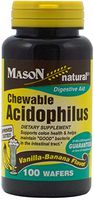 Mason Vitamins Chewable Acidophilus Wafers To Support Colon Health & Digestive Aid Vanilla Banana Flavor 100 Wafers per Bottle