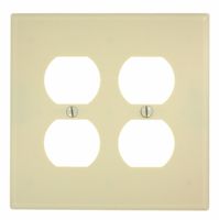Leviton 80516-I 2 Duplex Midway Size Wall Plate, 1 Gang, 4-7/8 In L X 3-1/4 In W 0.255 In T, Smooth, Ivory
