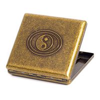 Bronzy Pure Copper Metal Cigarette Case Holder Holds 20 Cigarettes (Tai Chi)