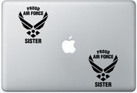 Proud Air Force Sister ArcDecals78601010 Set Of Two (2x) , Decal , Sticker , Laptop , Ipad , Car , Truck