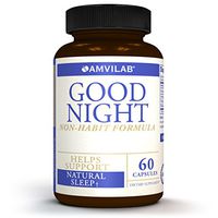 Amvilab GOOD NIGHT- All Natural Non-Habit Forming Sleep Aid Supplement. Exclusive Formula with Clinically Proven Ingredients Featuring Valerian Root, Melatonin, Magnesium & Passion flower. 60 Capsules