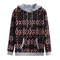 HNTDG Women Autumn Winter High Collar Hoodie Drawstring Long Sleeve Print Pocket Sweatshirt Fleeces Blouse Gray