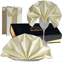 Dinner Napkins PRE FOLDED Decor Guest Towels For Kitchen Parties Weddings Dinners or Events Cloth Linen like Paper CHAMPAGNE beige color 10 Count