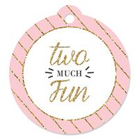 Two Much Fun - Girl - 2nd Birthday Party Favor Gift Tags (Set of 20)