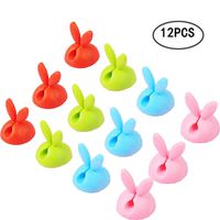 12PCS Rabbit Ears Multi-Purpose Adhesive Colorful Desktop Wire Organizer Management Smart Desk Wire Clips Holder for Car Ethernet PC USB iPhone HDMI or Desk
