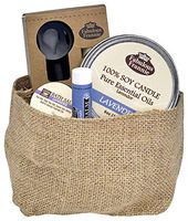 Fabulous Frannie All Natural Lavender Gift Basket includes 6oz Candle, 1oz Bath Salt, Lip Balm, and Car Diffuser with 10ml Pure Essential Oil