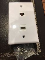 CMT: 2 Port White Wall Plate W/ CAT6 RJ45 Double Female Inline Coupler Ethernet Jack