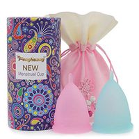 FENGHUANG Menstrual Cup for Beginners-Easy Removal-Soft Reusable Period Cup-Tampon and Pad Alternative-Regular Flow 2 Cups (Pink(S)+Blue(L))