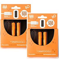 Rechargeable Batteries Ni-MH AA/2000mAh 2 Pack, Ni-MH AAA/1800mAh 4 Pack with USB Charging Cable by Bellagione (4 PCS AAA)