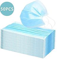 3-Ply_Non-Woven_Mouth_Cover Disposable_Face_Masks with Elastic Ear Loop Blue 50pcs