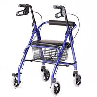 Rolling Walkers Lxn Folding Rollator Walker - 4 Wheel Medical with Storage Basket - Mobility Aid for Adult, Senior, Elderly & Handicap - Aluminum Transport Chair (Blue)
