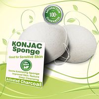 Gaia Konjac Bath Sponge 2 Pack - Healthy Alternative to Baby Washcloths - Completely Free of Harmful Chemicals Found in Other Bath Loofahs, Sponges or Poufs - White